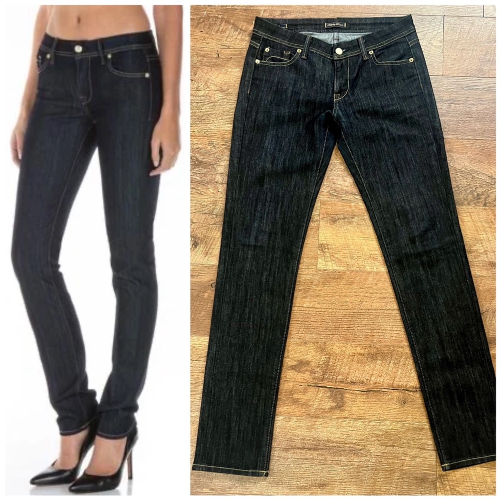 Fidelity Dark Wash Viper Rinse Low Rise Scoop Skinny Jeans Size 28